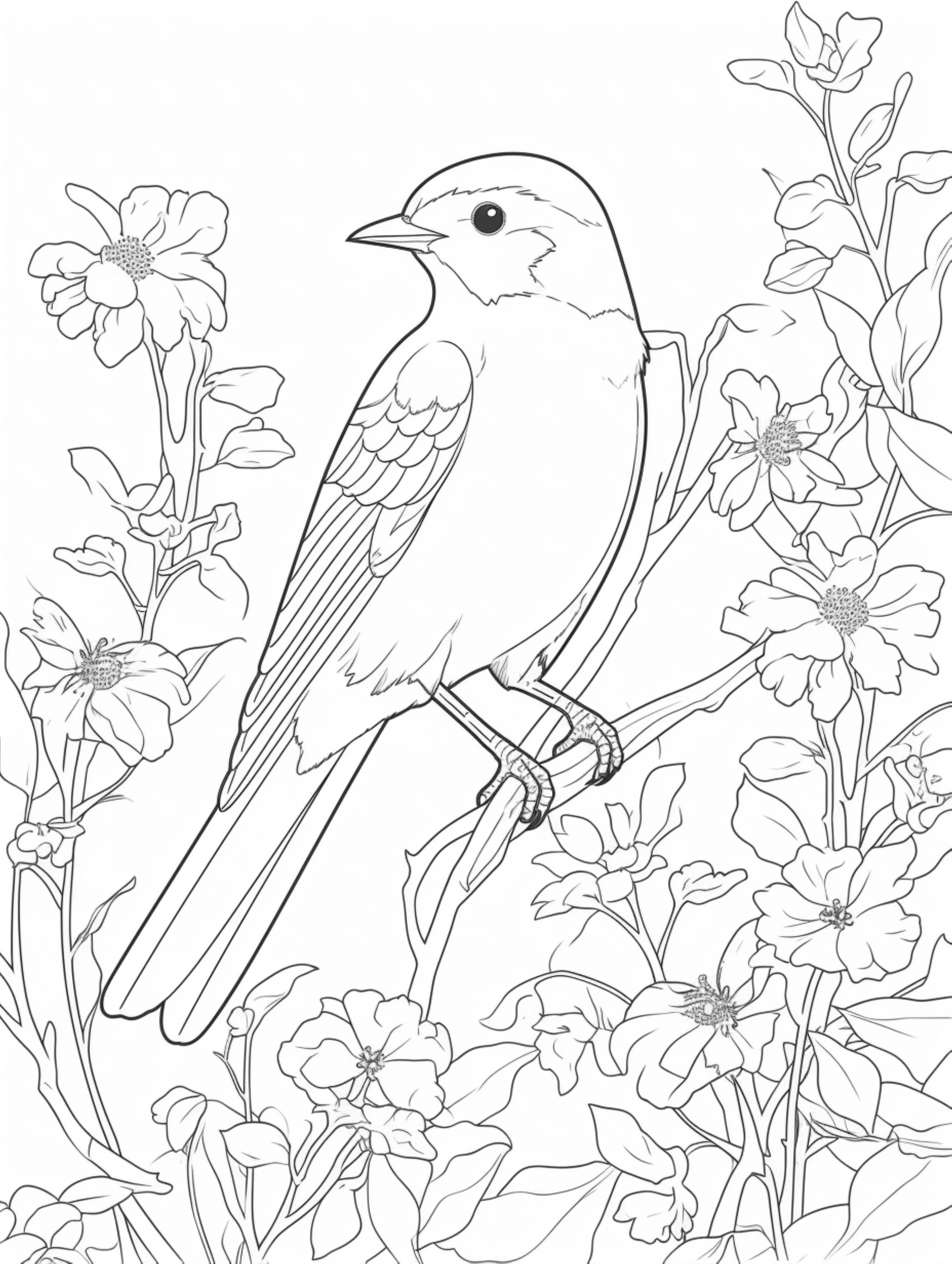birds and flowers coloring pages