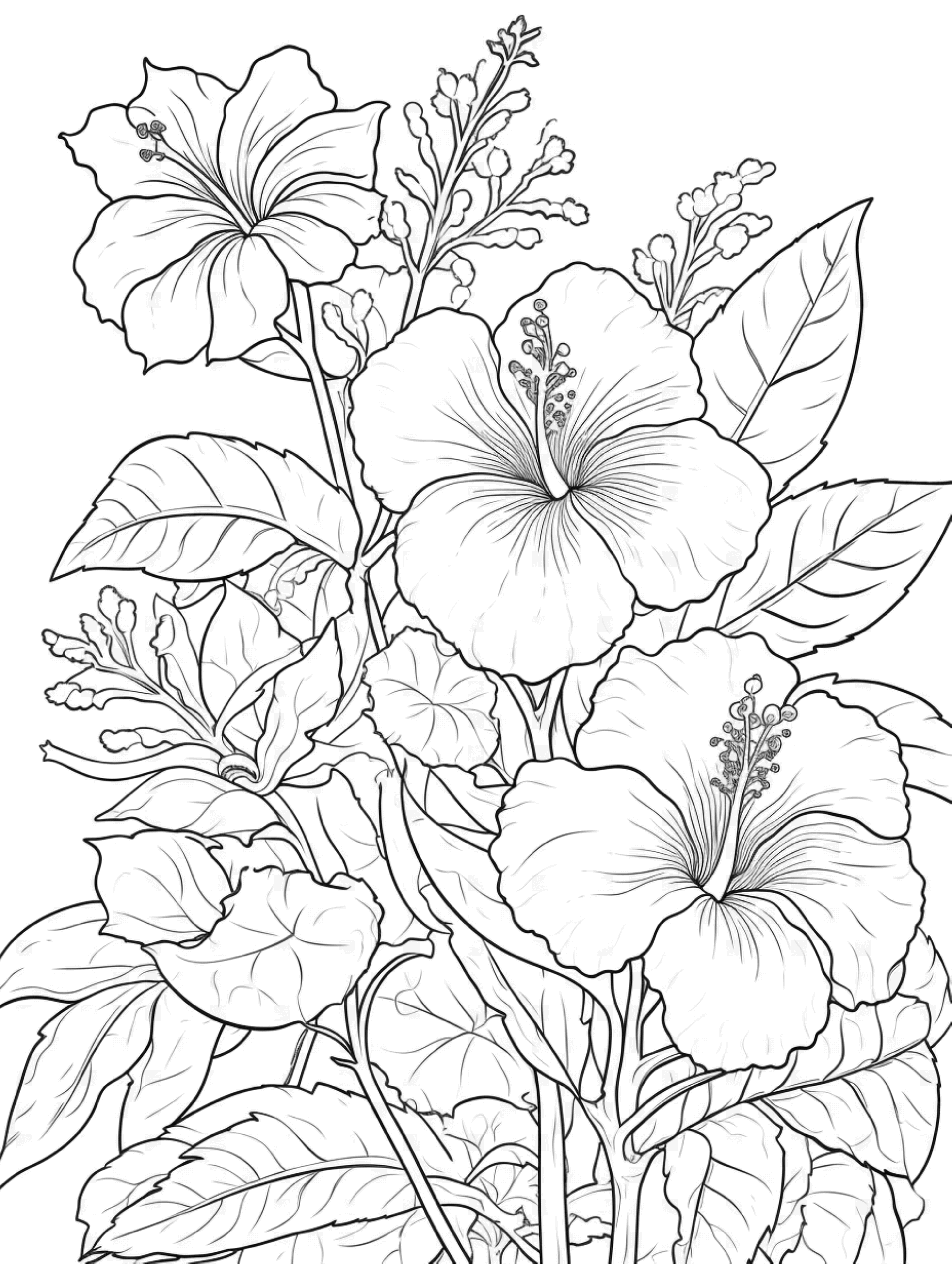 hawaiian flower coloring pages