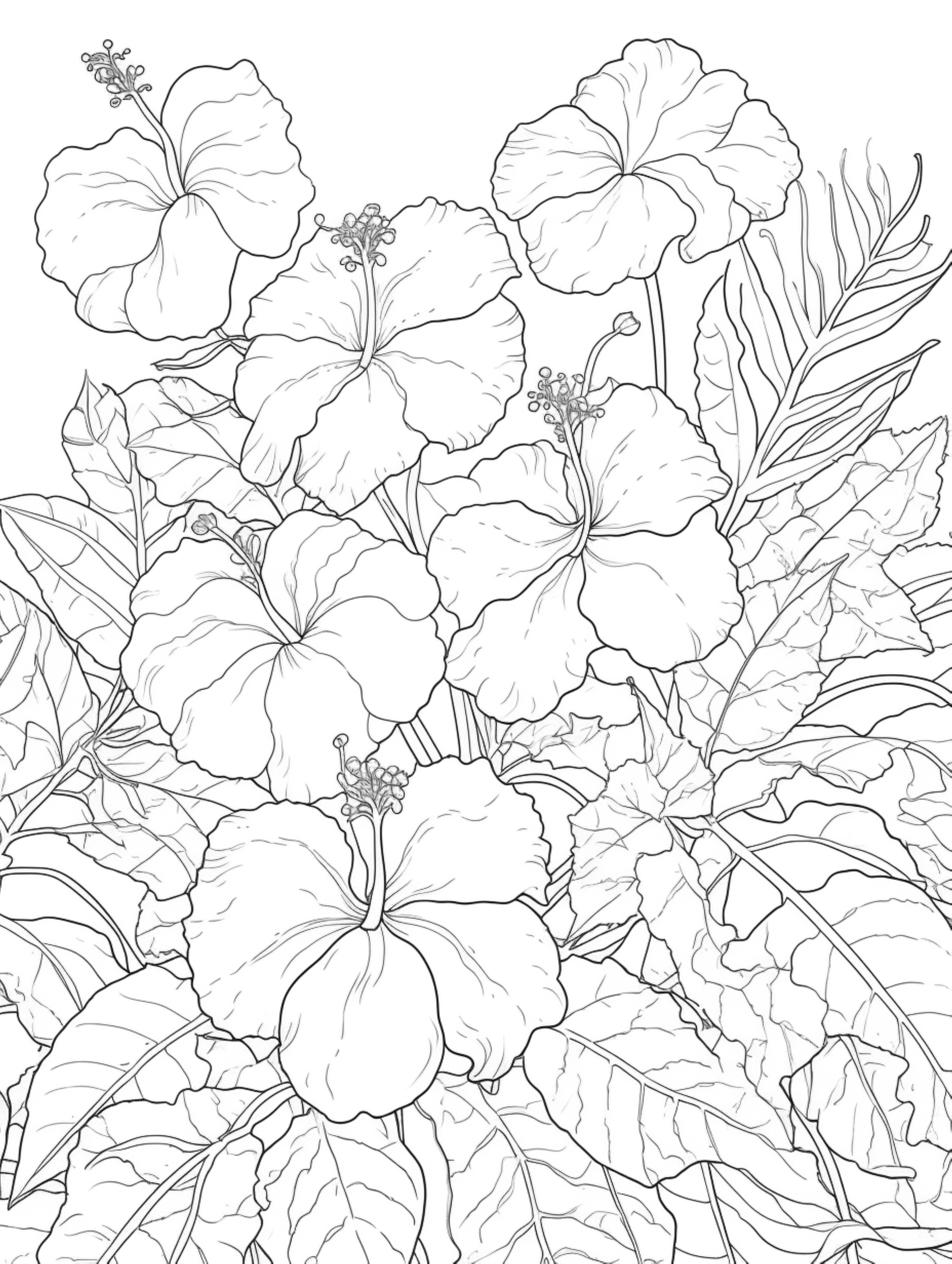 tropical flowers coloring pages