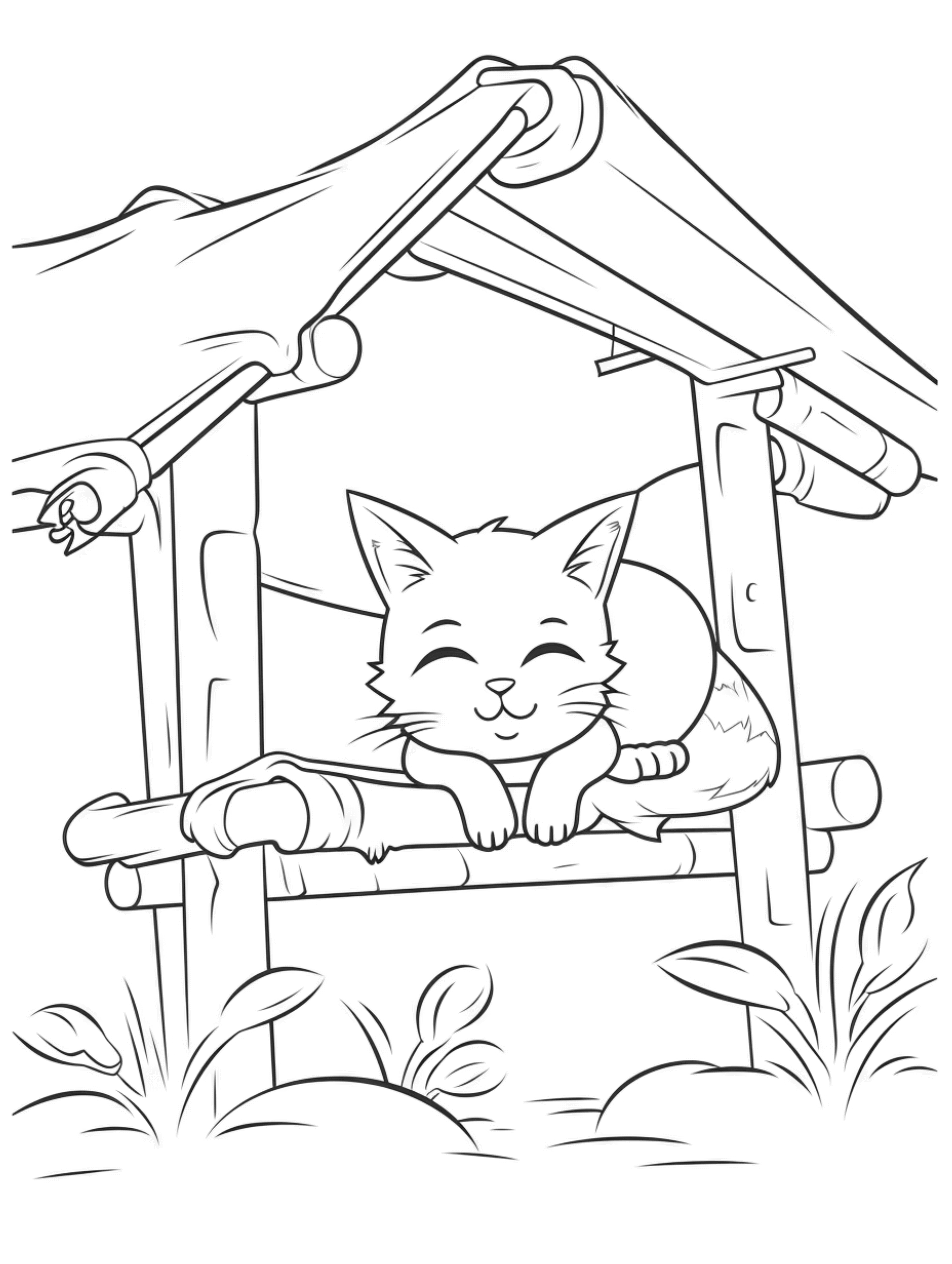 anime cat coloring page
