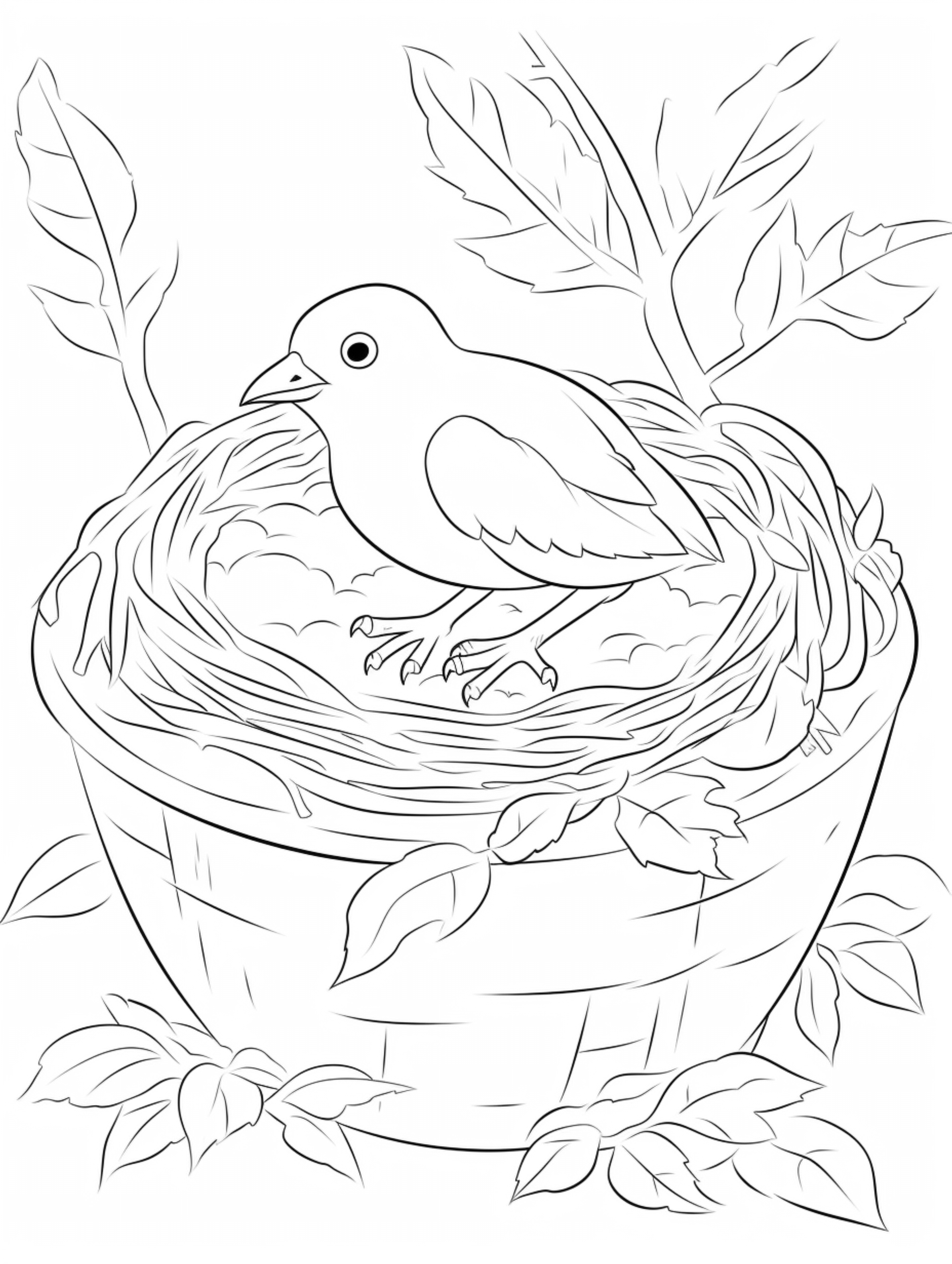 bird nest coloring page