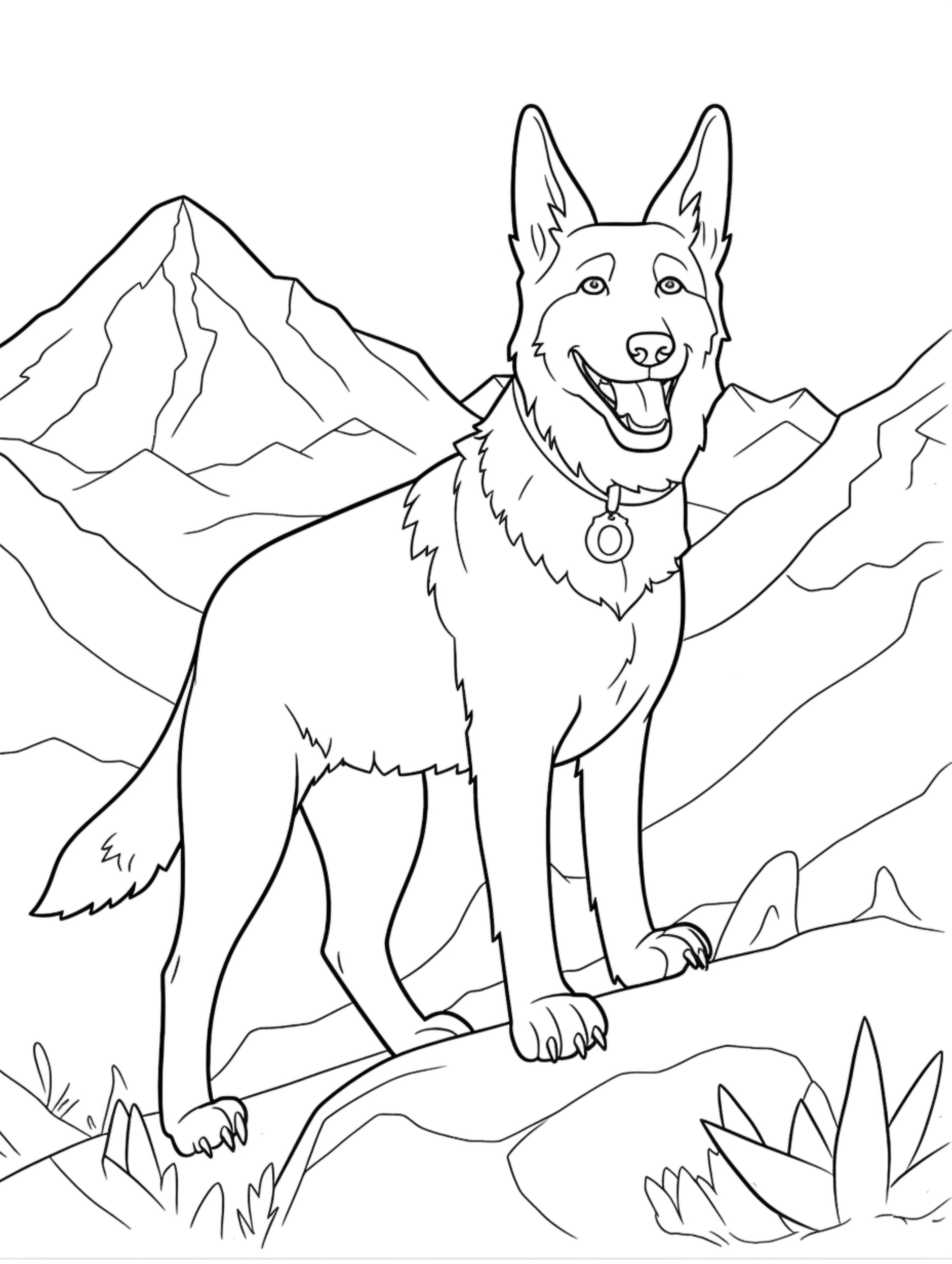 german shepherd coloring page