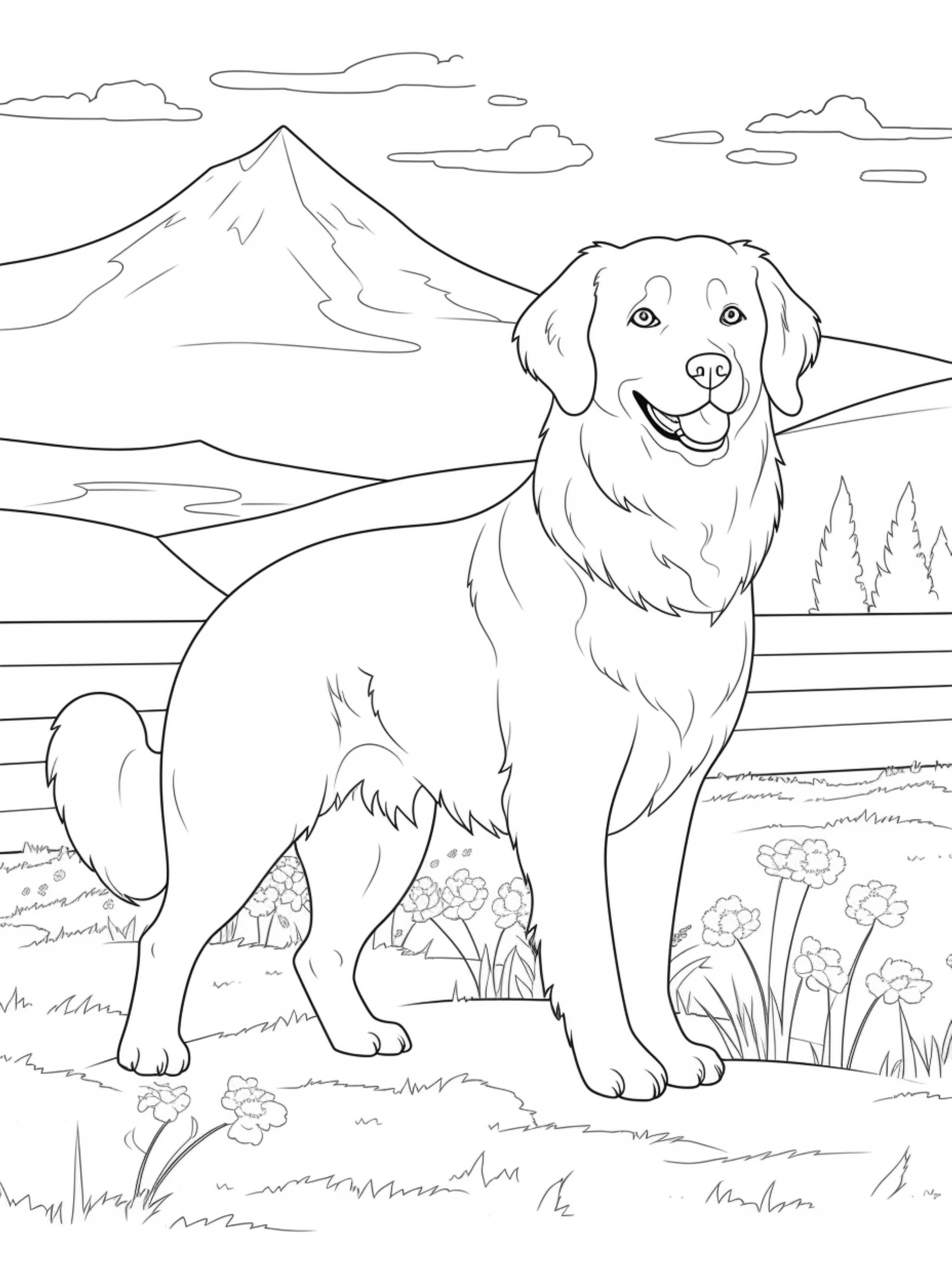 golden retriever coloring page