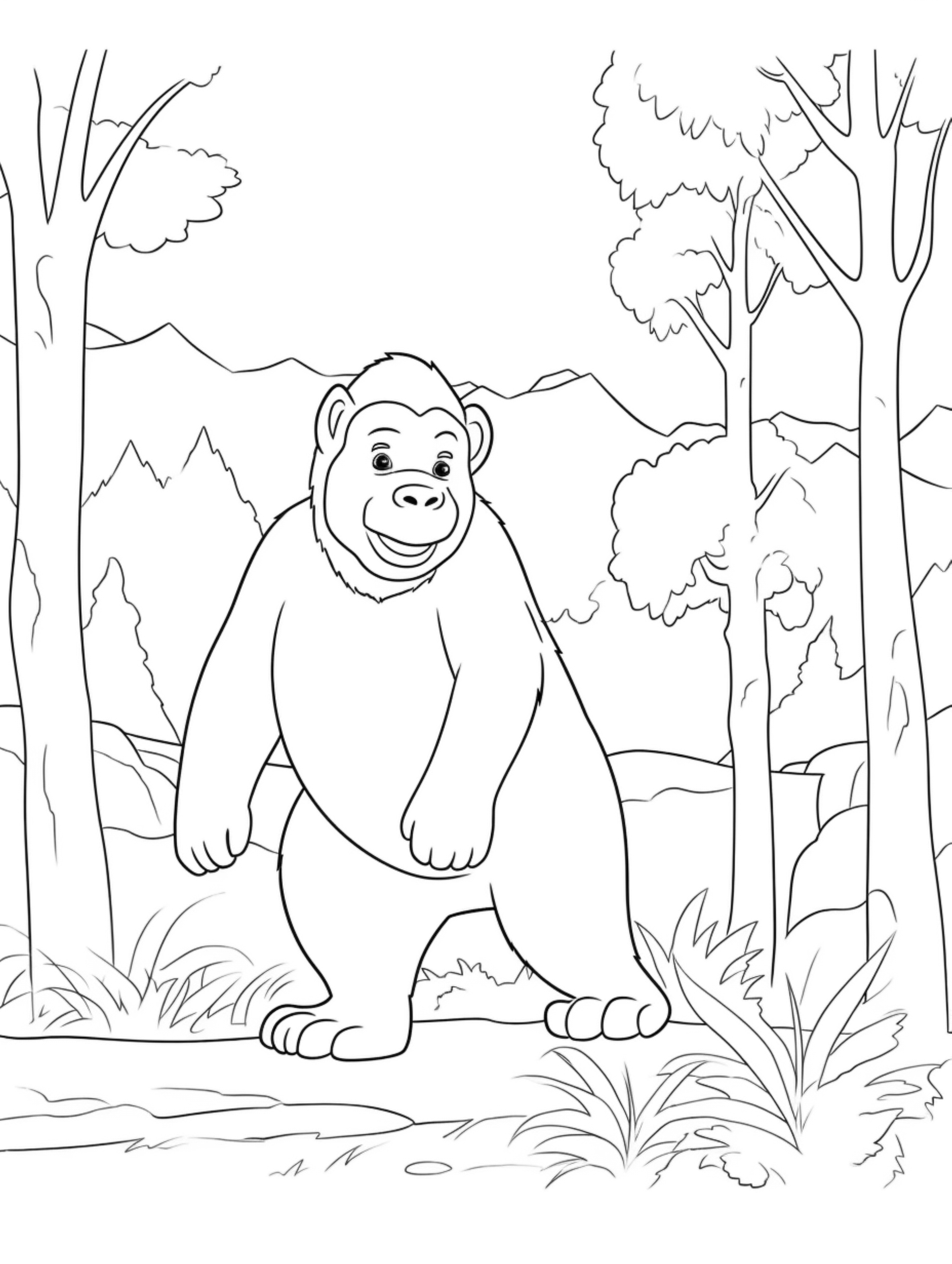 gorilla coloring page