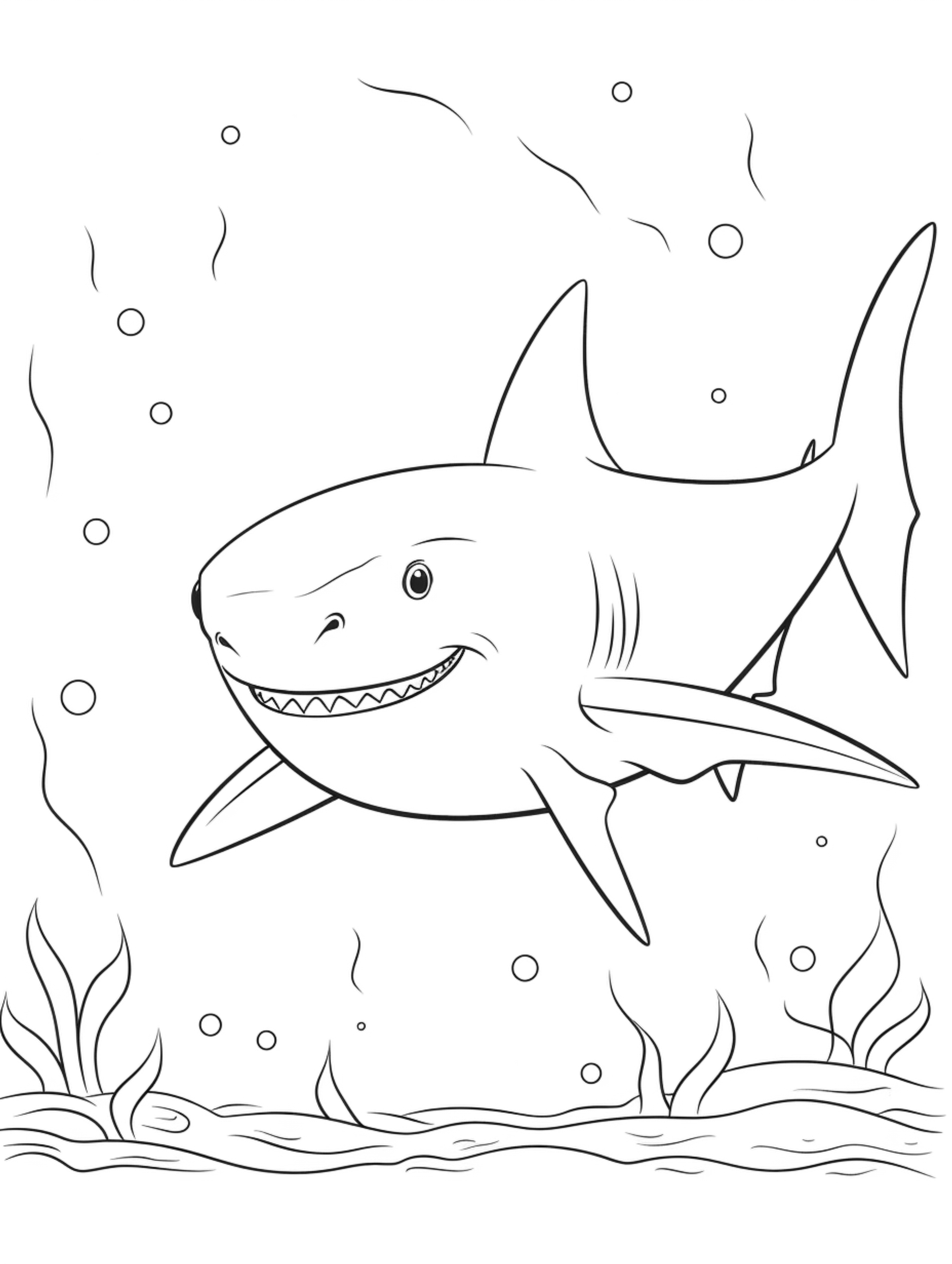 great white shark coloring page