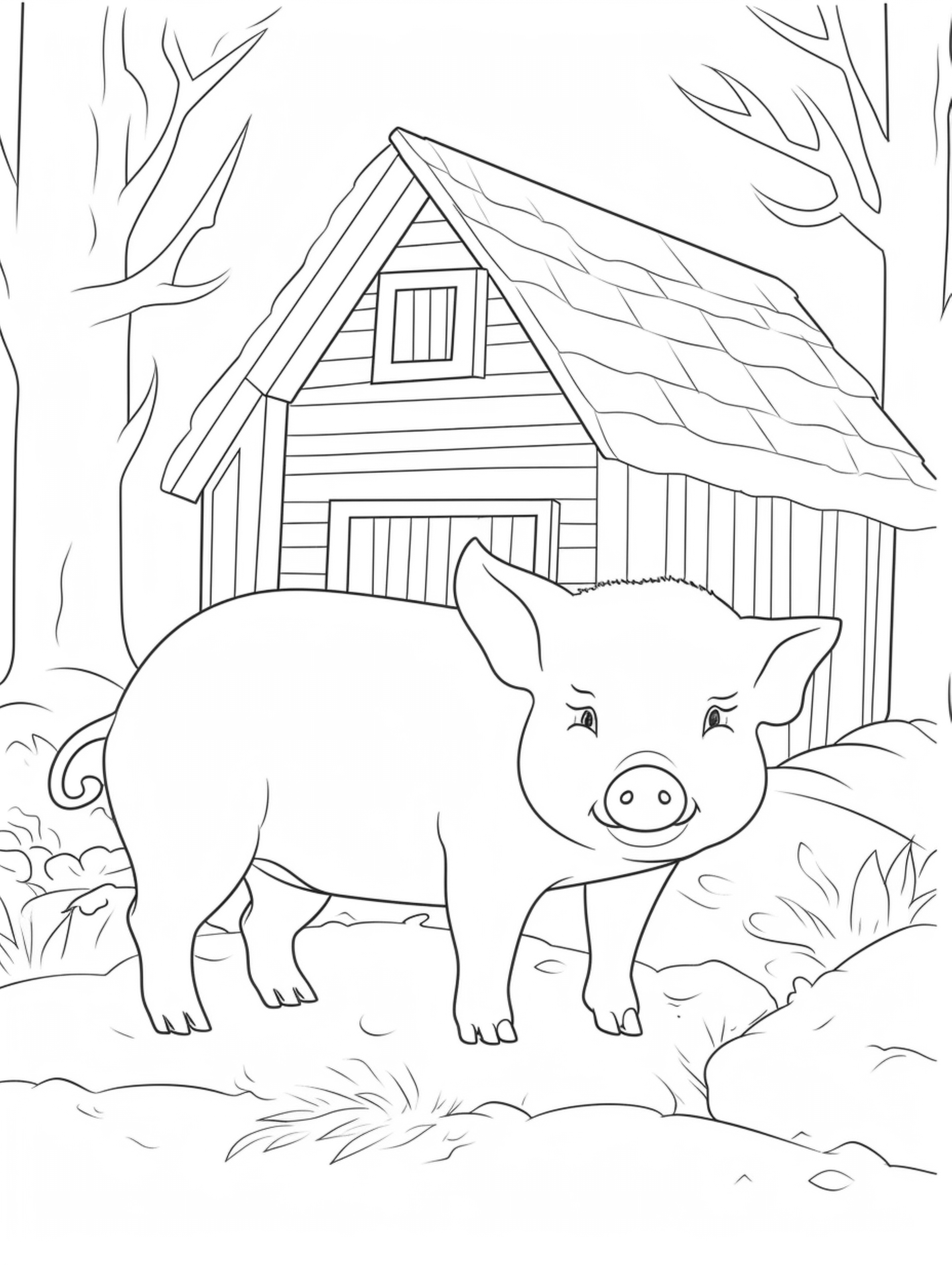 halaman mewarnai babi