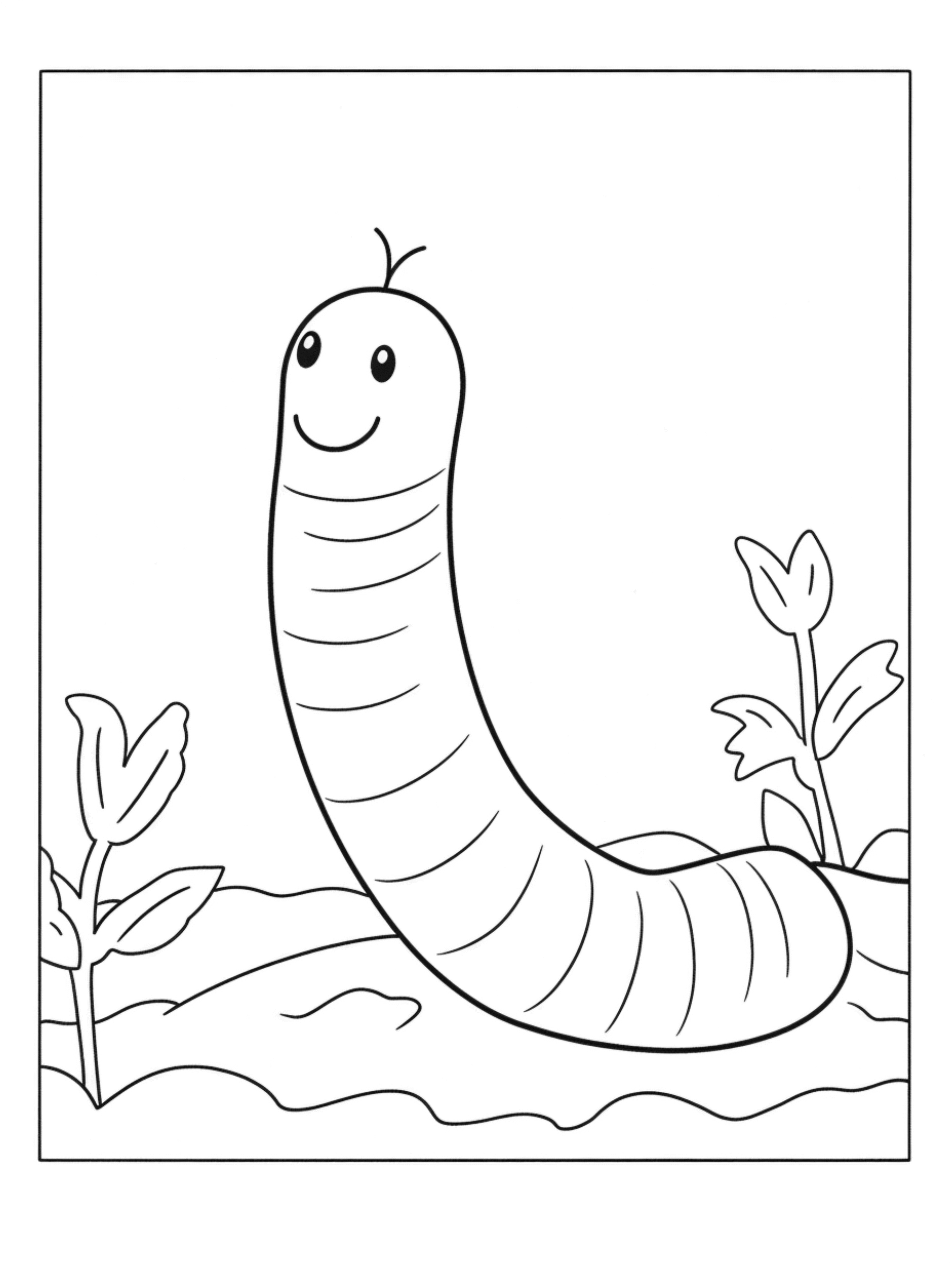 worm coloring page