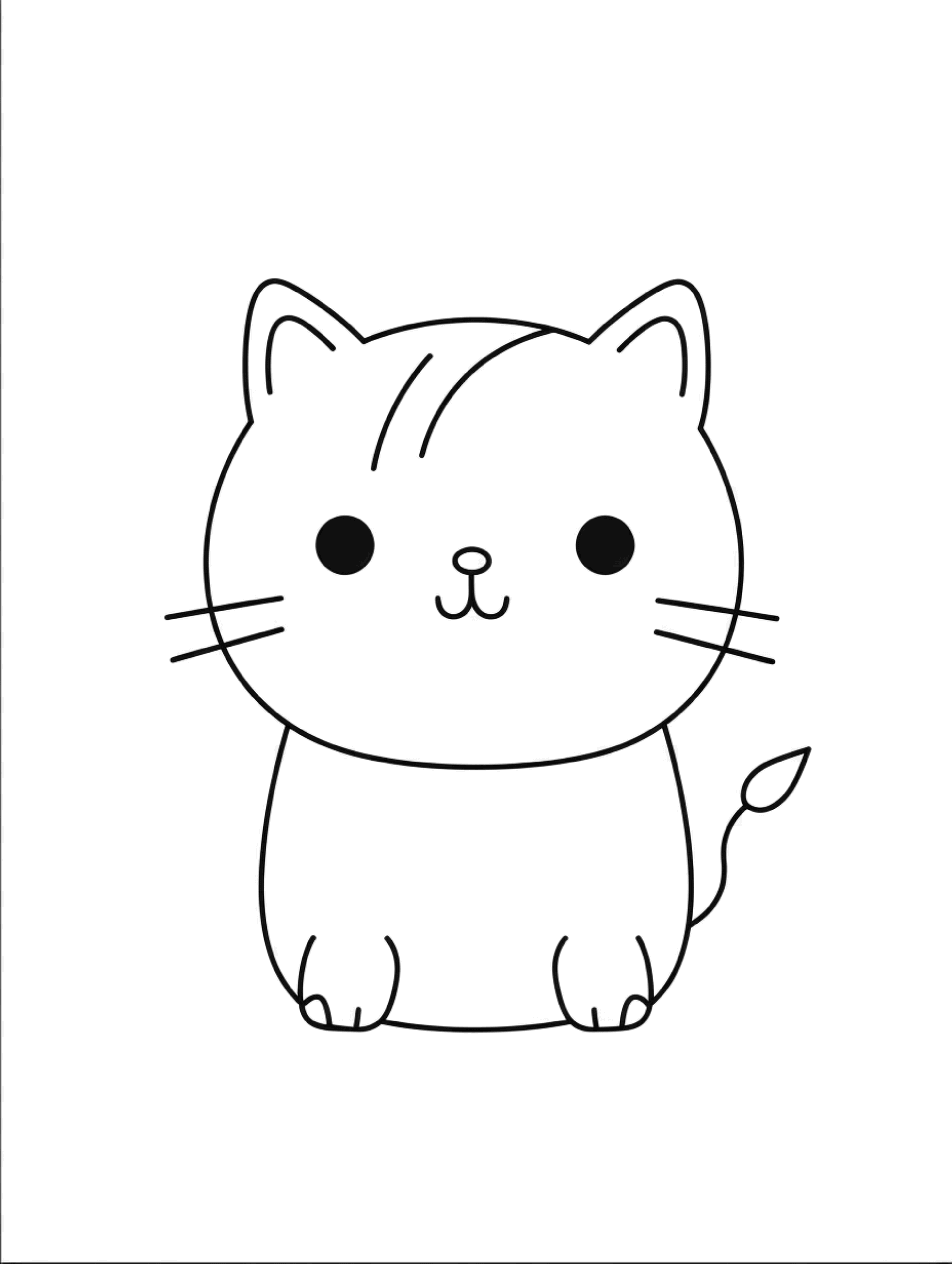 kawaii cat coloring page